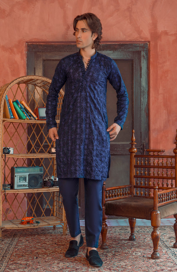 Sapphire Embroidered Suit Men