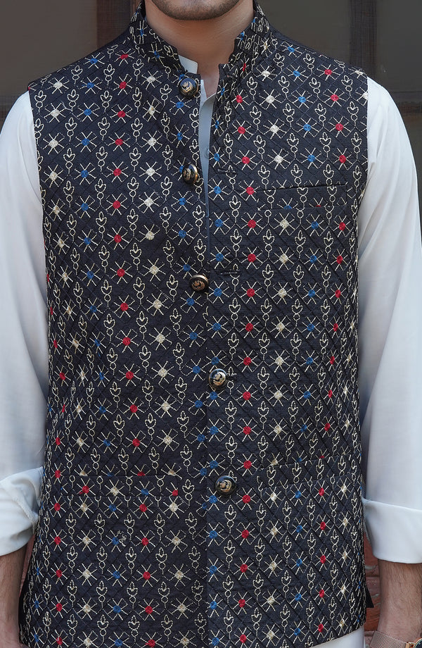 Vivid Embroidered Waistcoat Men