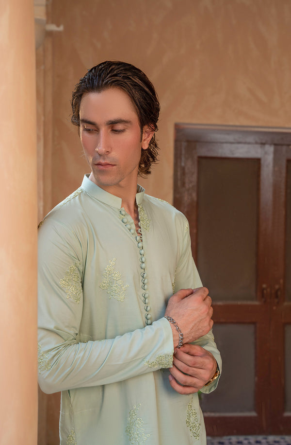 Mint Embroidered Suit Men