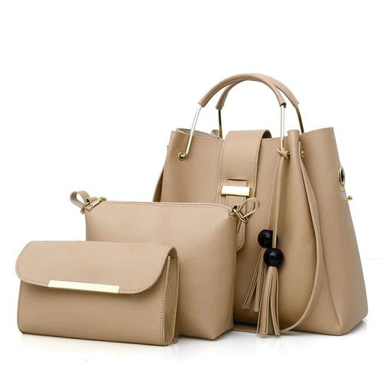 ALEXA 3 PIECE BEIGE HANDBAG