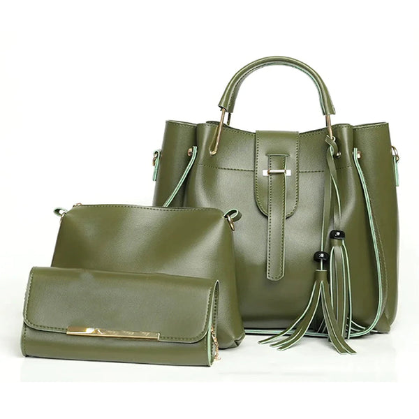 ALEXA 3 PIECE GREEN HANDBAG